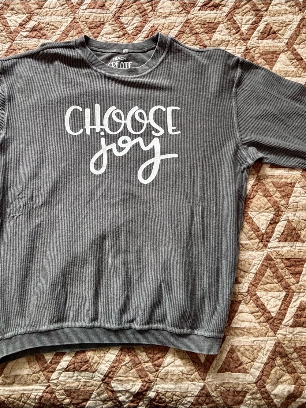 George Charcoal Grey 'Choose Joy' Ribbed Sweatshirt